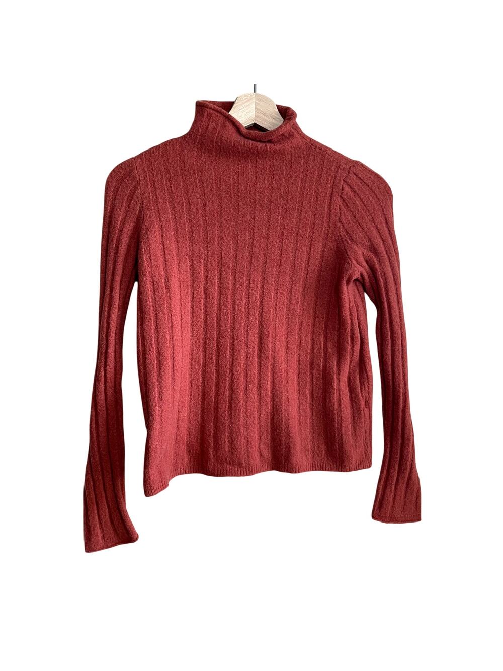 Madewell merino wool alpaca coral red turtleneck knit sweater women's size small